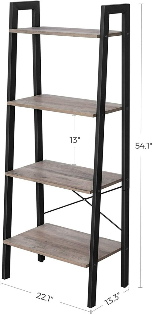 VASAGLE Ladder Shelf 4-Tier Greige and Black LLS44MB