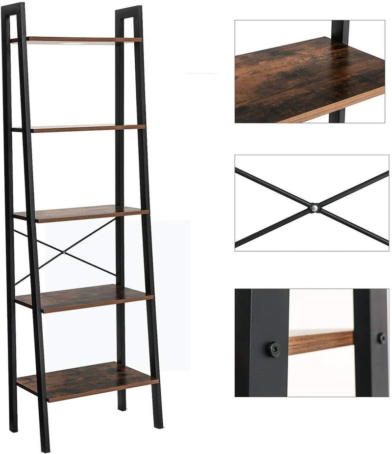 VASAGLE Ladder Shelf 5-Tier Rustic Brown