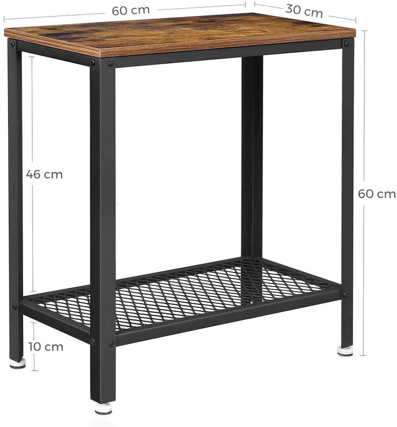 VASAGLE Industrial Side Table Rustic Brown