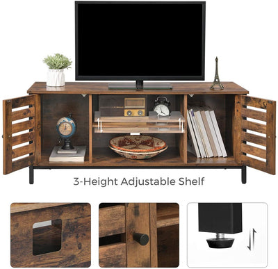 VASAGLE TV Stand Console Unit with Shelves Storage Rustic Brown and Black LTV43BX