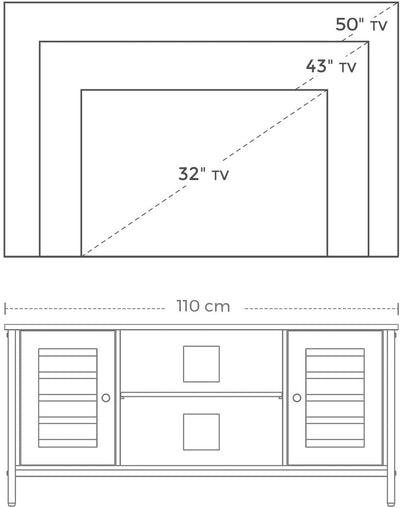 VASAGLE TV Stand Console Unit with Shelves Storage Rustic Brown and Black LTV43BX