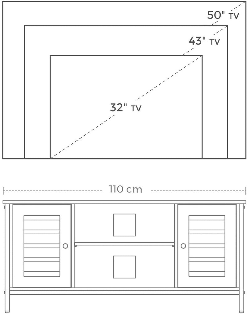 VASAGLE TV Stand Console Unit with Shelves Storage Rustic Brown and Black LTV43BX