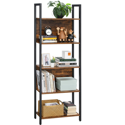 VASAGLE Bookshelf with 5 Shelves Rustic Brown and Black LLS025B01