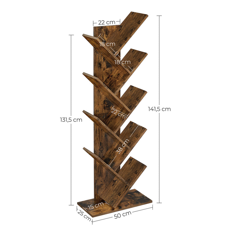 VASAGLE Tree Bookshelf 8-Tier Rustic Brown LBC11BX