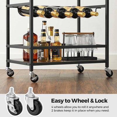 VASAGLE Bar Cart Rustic Brown and Black LRC087B01