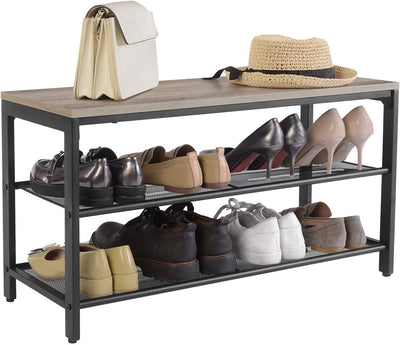 VASAGLE Shoe Rack 3 Tier Greige