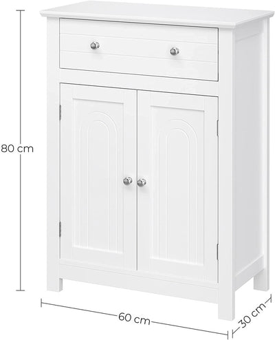 VASAGLE Floor Cabinet with Drawer and 2 Doors White BBC61WT