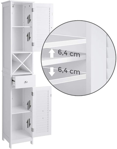 VASAGLE Floor Cabinet with 2 Doors and Shelves White BBC69WT