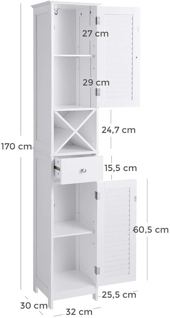 VASAGLE Floor Cabinet with 2 Doors and Shelves White BBC69WT