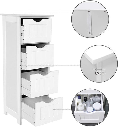 VASAGLE Floor Cabinet with 4 Drawers White LHC40W