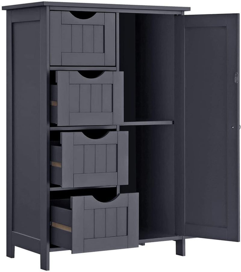 VASAGLE Floor Cabinet with 4 Drawers and Adjustable Shelf Gray LHC41GY