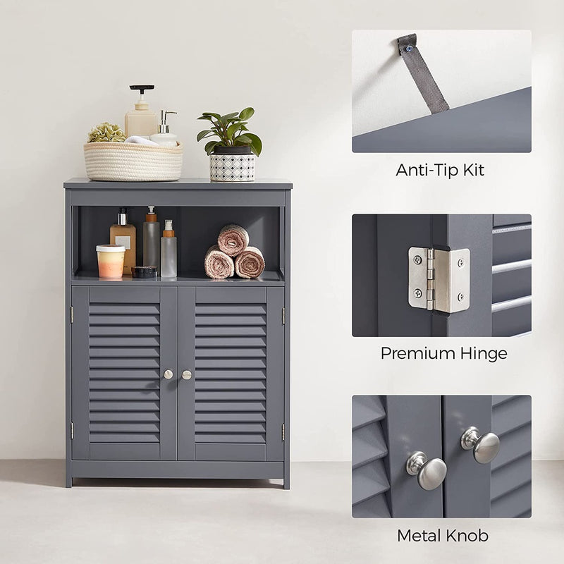 VASAGLE Floor Cabinet with Shelf and 2 Doors Gray