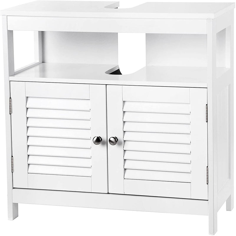 VASAGLE Under Sink Cabinet with 2 Doors Open Compartment White BBC02WT