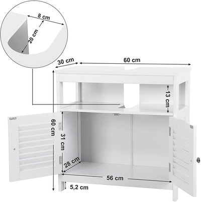 VASAGLE Under Sink Cabinet with 2 Doors Open Compartment White BBC02WT