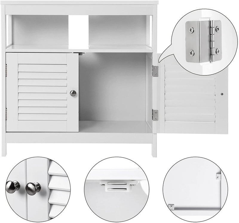 VASAGLE Under Sink Cabinet with 2 Doors Open Compartment White BBC02WT