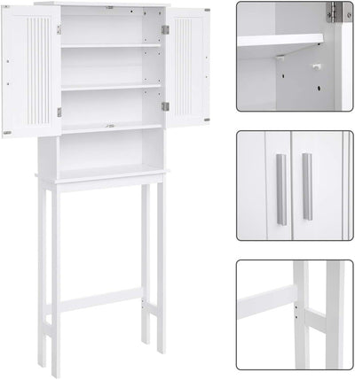 VASAGLE Toilet Shelf with Shelf and Double Doors White BBC10WT