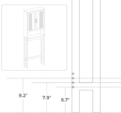 VASAGLE Toilet Shelf with Shelf and Double Doors White BBC10WT