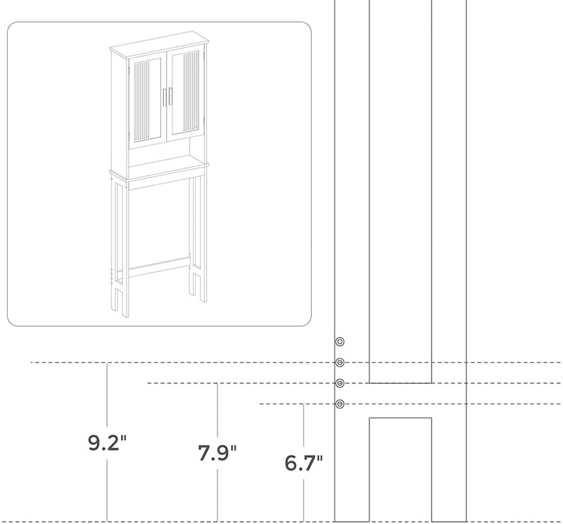 VASAGLE Toilet Shelf with Shelf and Double Doors White BBC10WT