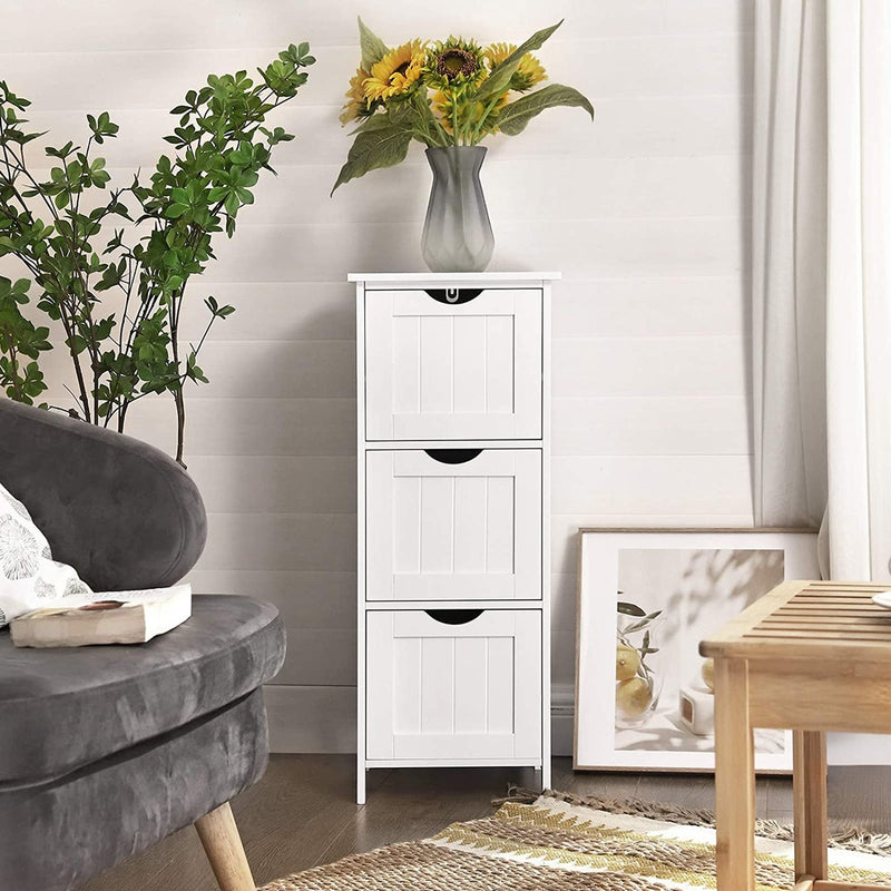 VASAGLE Floor Cabinet with 3 Drawers White