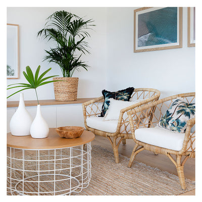 Cushion Cover-Coastal Fringe Natural-Palm Trees Natural-60cm x 60cm