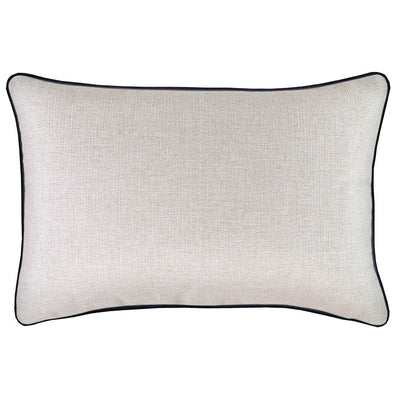 Cushion Cover-With Black Piping-Natural-35cm x 50cm