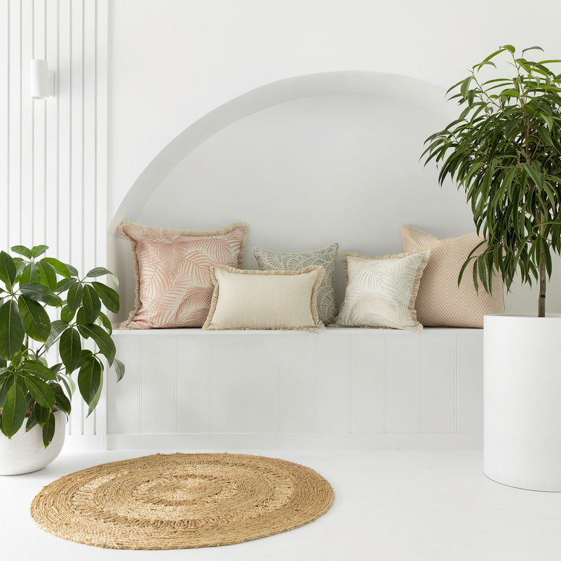 Cushion Cover-Coastal Fringe Natural-Seminyak Biscuit-45cm x 45cm