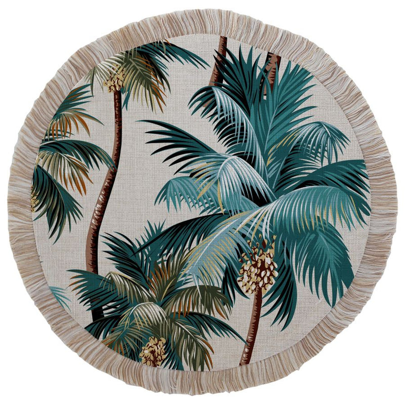 Round Placemat-Palm Trees-Natural-40cm