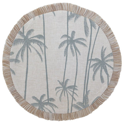 Round Placemat-Coastal Fringe-Tall Palms-Smoke-40cm