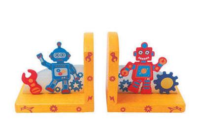 WOODEN ROBOT BOOKEND