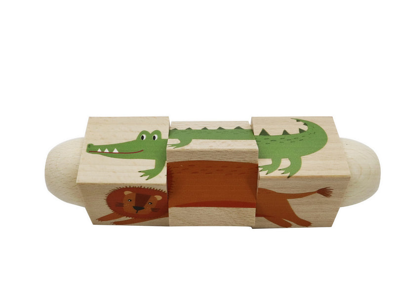 WOODEN TWIST PUZZLE BLOCK JUNGLE ANIMAL