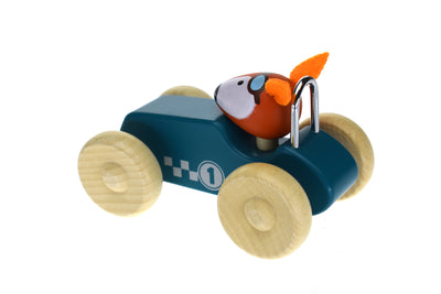 RETRO MD RACING CAR WITH CUTE FOX DRIVER GREEN