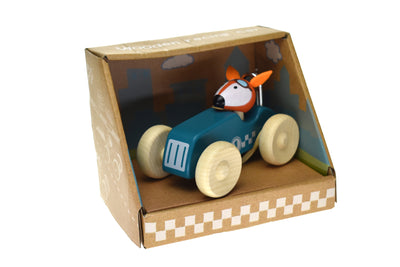 RETRO MD RACING CAR WITH CUTE FOX DRIVER GREEN