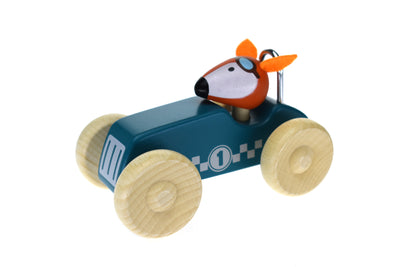 RETRO MD RACING CAR WITH CUTE FOX DRIVER GREEN