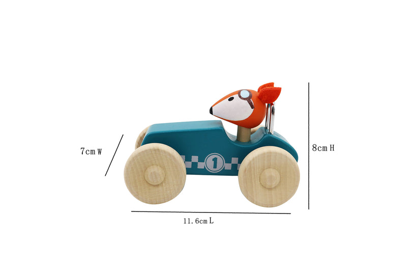 RETRO MD RACING CAR WITH CUTE FOX DRIVER GREEN