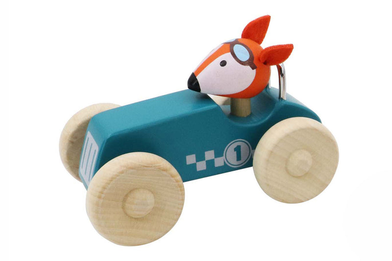 RETRO MD RACING CAR WITH CUTE FOX DRIVER GREEN