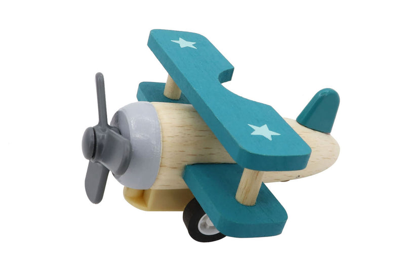 RETRO PULL BACK BIPLANE GREEN