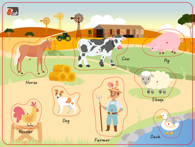 2 IN 1 AUSTRALIAN FARM ANIMAL PEG PUZZLE