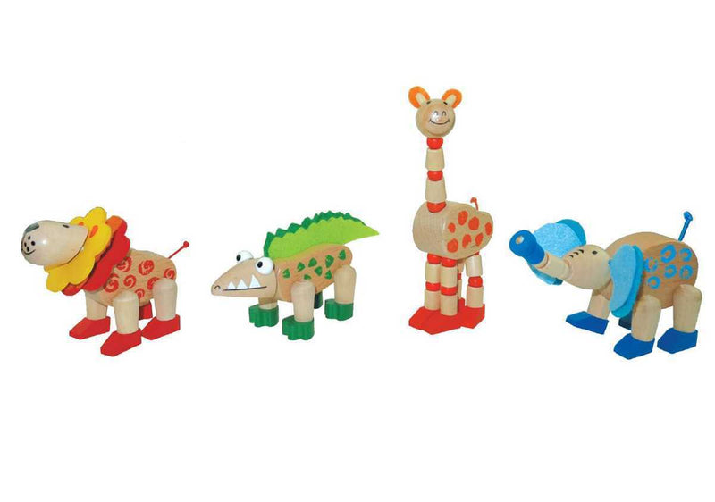 WOODEN FLEXI JUNGLE ANIMAL SET OF 4