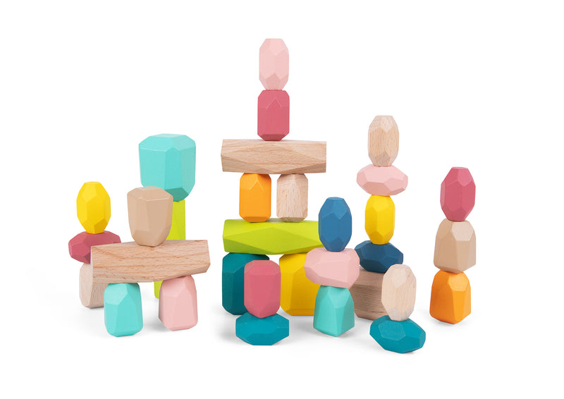 WOODEN BLOCKS STACKING STONES