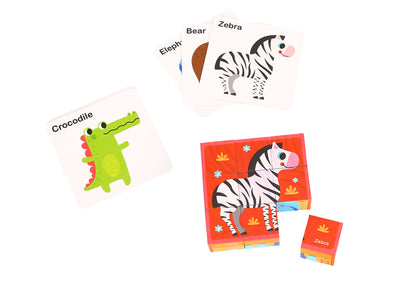 ANIMAL BLOCK PUZZLE WITH DRAWING CARD