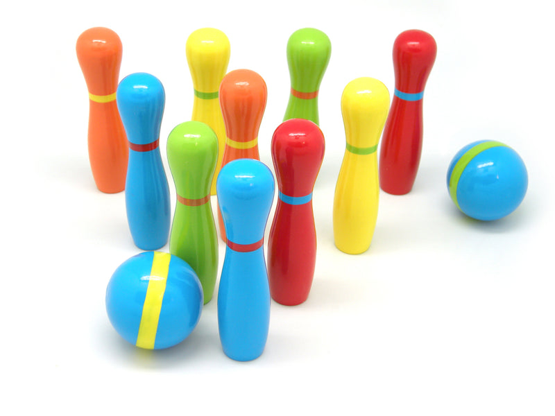 MINI WOODEN TEN PIN BOWLING SET