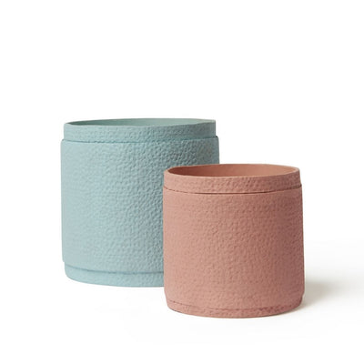 Tree Stripes Reef Design Pot in Almond Blue (Small)