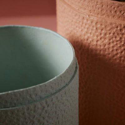 Tree Stripes Reef Design Pot in Almond Blue (Small)