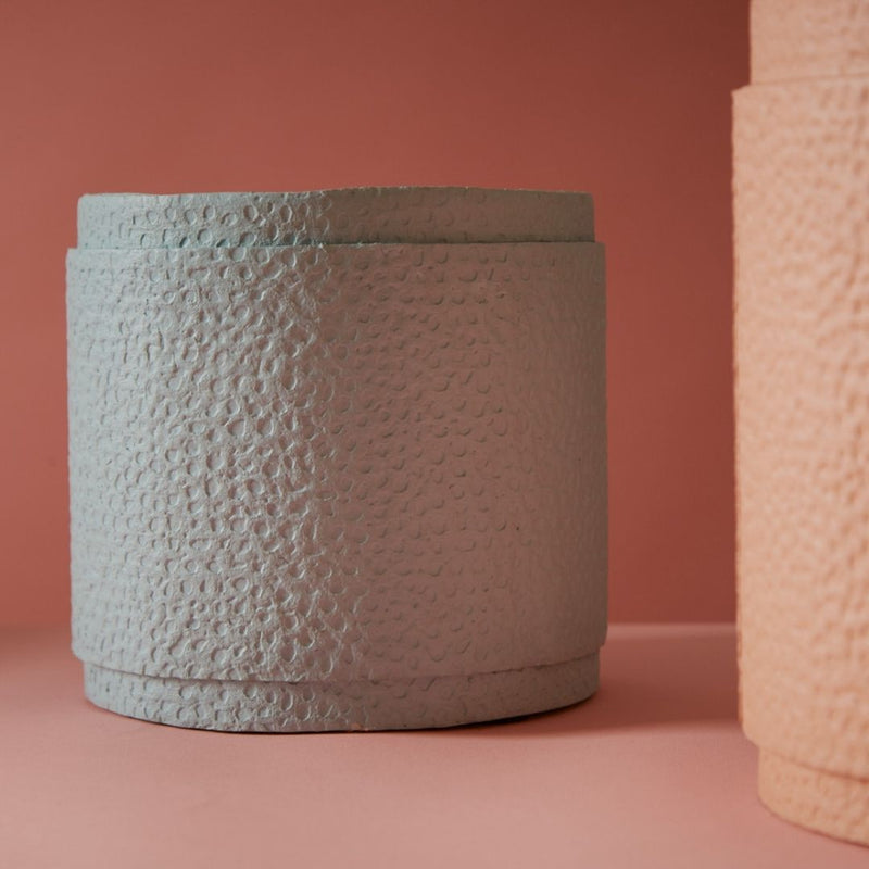 Tree Stripes Reef Design Pot in Almond Blue (Small)