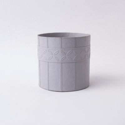 Tree Stripes Leather Look Cylinder Pot - Light Grey (Medium)