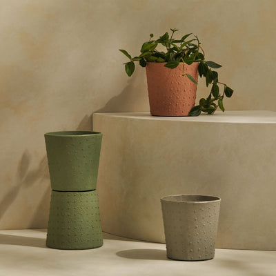 Tree Stripes Conical Pot Dotty - Sage Green (Medium)