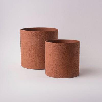 Tree Stripes Cylinder Pot Diwali - Caramel Cafe (Large)