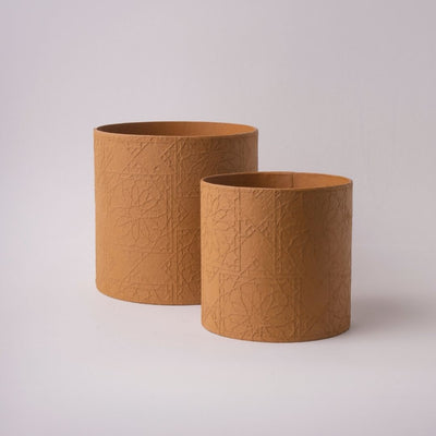 Tree Stripes Cylinder Pot Diwali - Ochre (Medium)