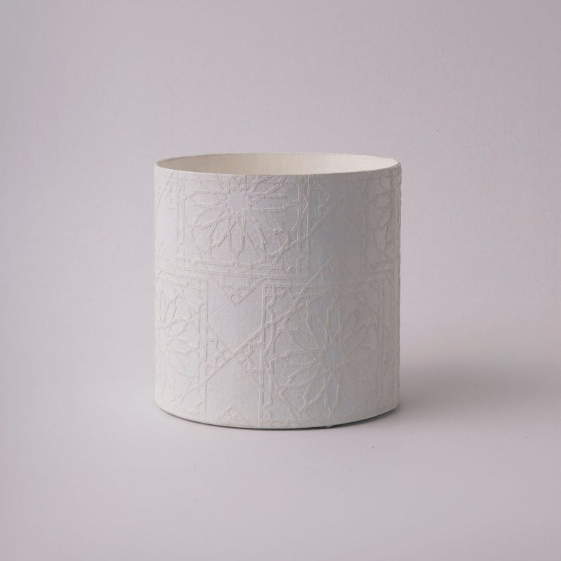 Tree Stripes Cylinder Pot Diwali - White (Large)