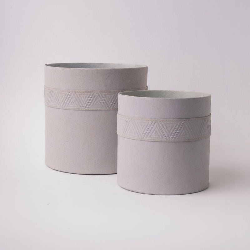 Tree Stripes Cylinder Pot Kilima - Light Grey (Medium)